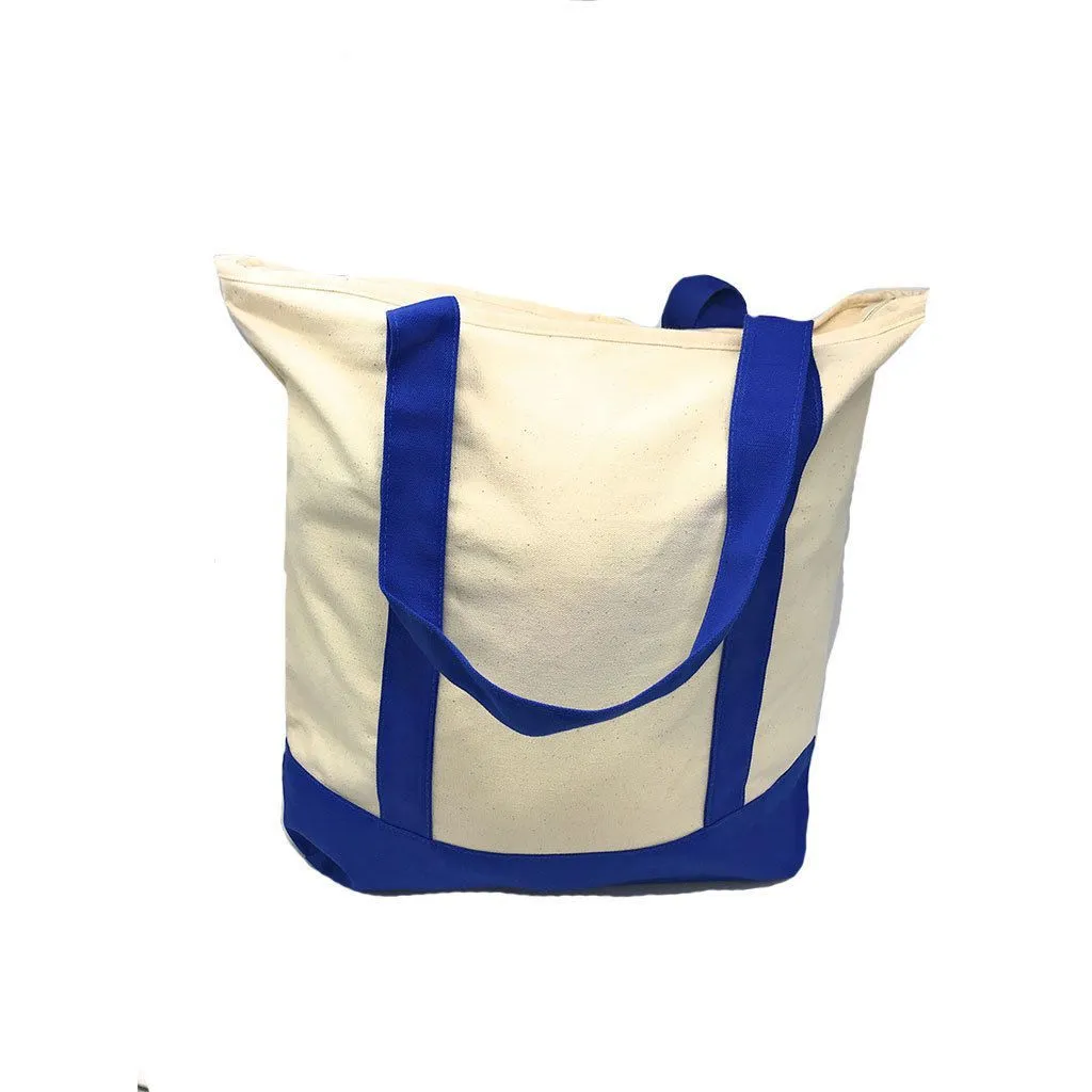 10 Lot Large 20inch Grocery Shopping Beach Totes Bags Reusable Zippered Cotton Canvas Wholesale