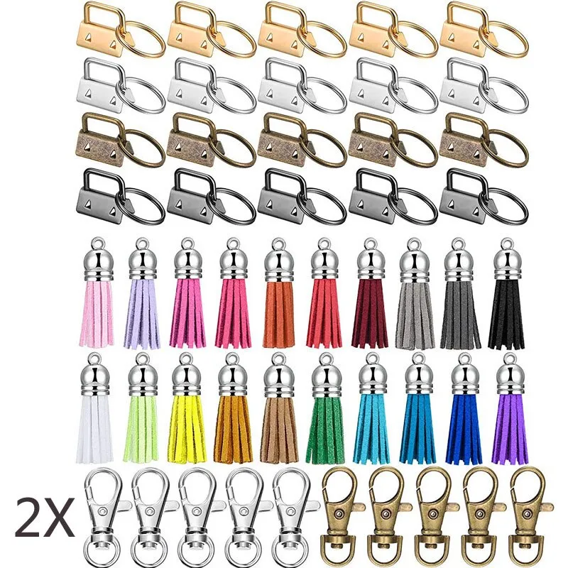 10/60 PCS Lanyard Keychain Hardware Set Swivel Snap Hooks Colorful Key Fob, Keychain Fob Hardware for Wristlets Keychain Making