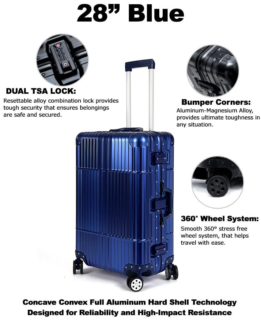 28" Aluminum Luggage (Blue)