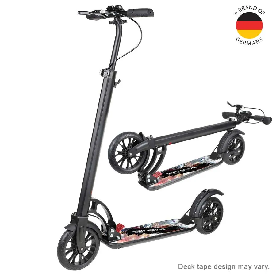 BESREY Turbo Plus Kick Scooter with Shock Absorber, Handbrake and Trolley Mode