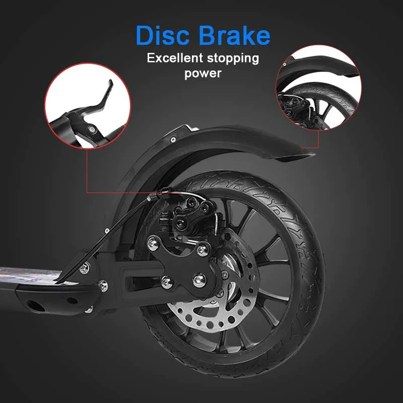 BESREY Turbo Plus Kick Scooter with Shock Absorber, Handbrake and Trolley Mode