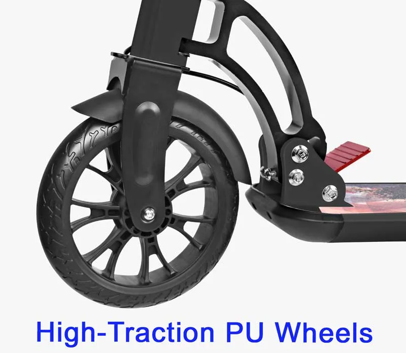 BESREY Turbo Plus Kick Scooter with Shock Absorber, Handbrake and Trolley Mode