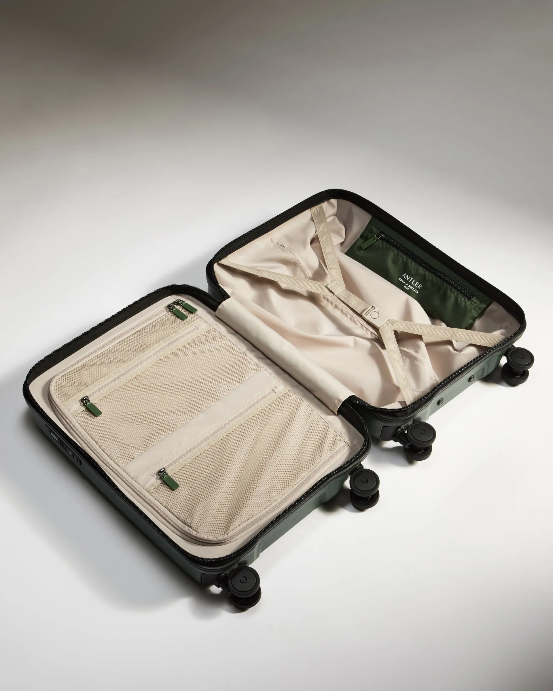 Antler Green Icon Stripe Cabin Suitcase - Stylish and Compact Travel Luggage