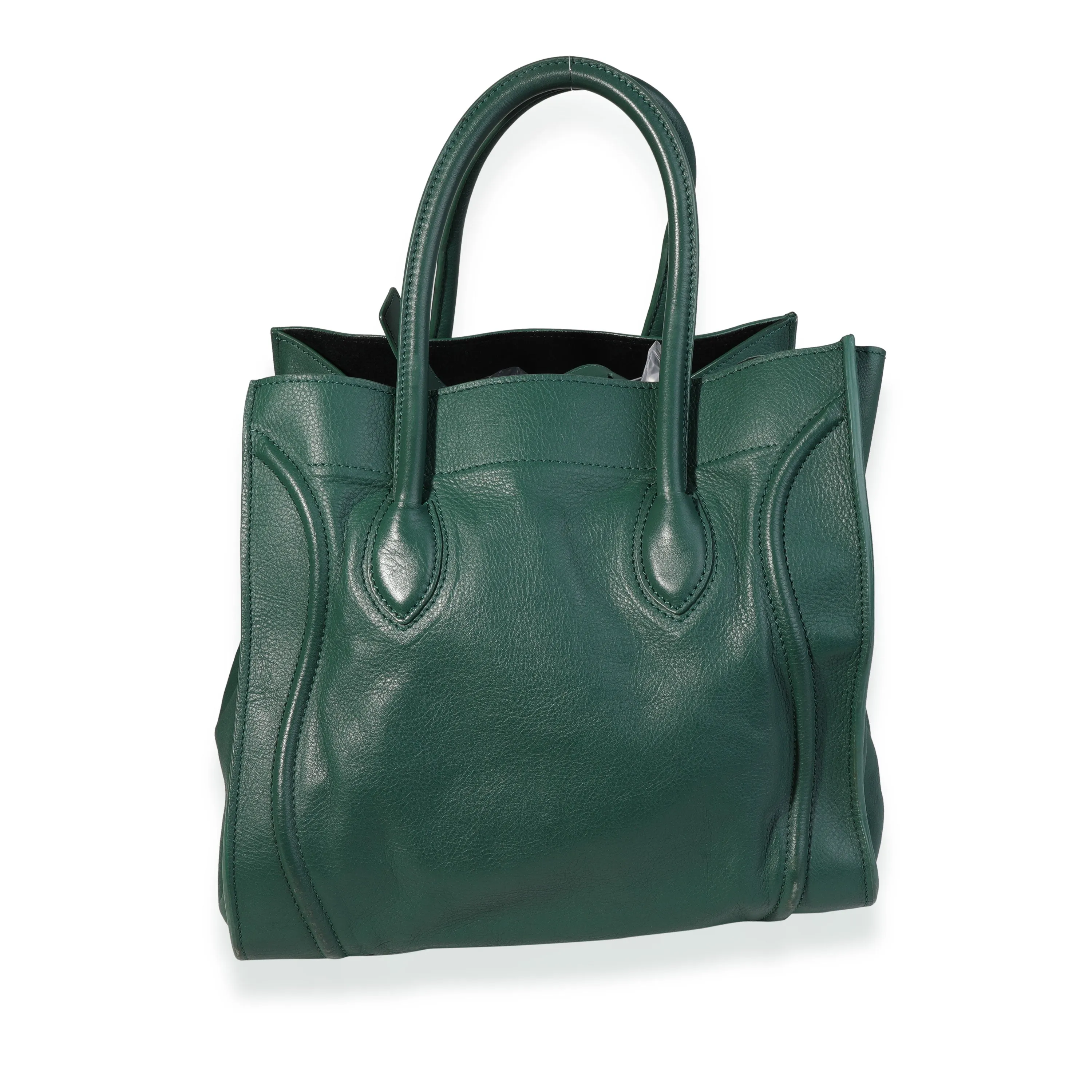 Celine Forest Green Smooth Leather Medium Phantom Luggage Tote