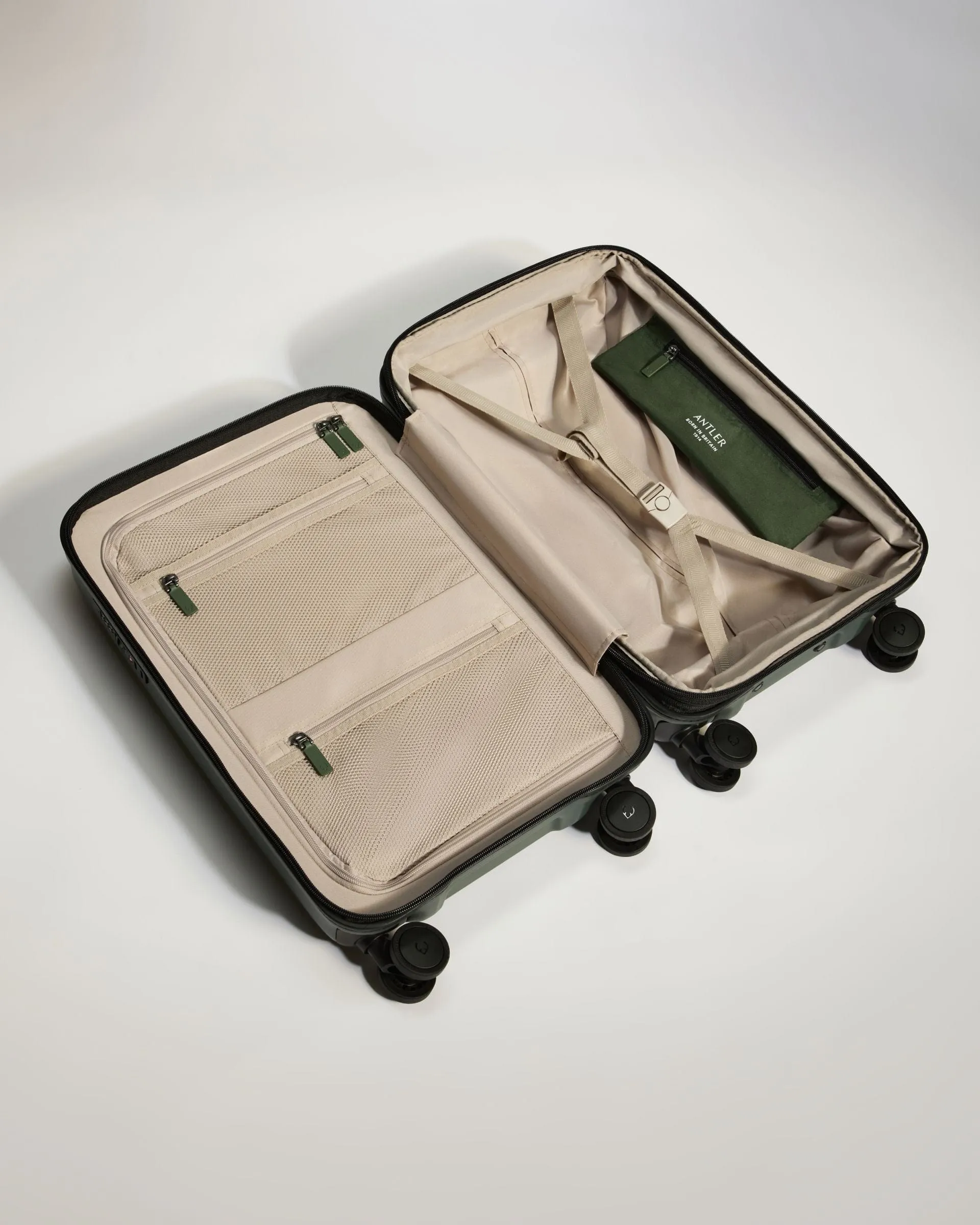 Expandable Cabin Suitcase in Antler Green - Icon Stripe