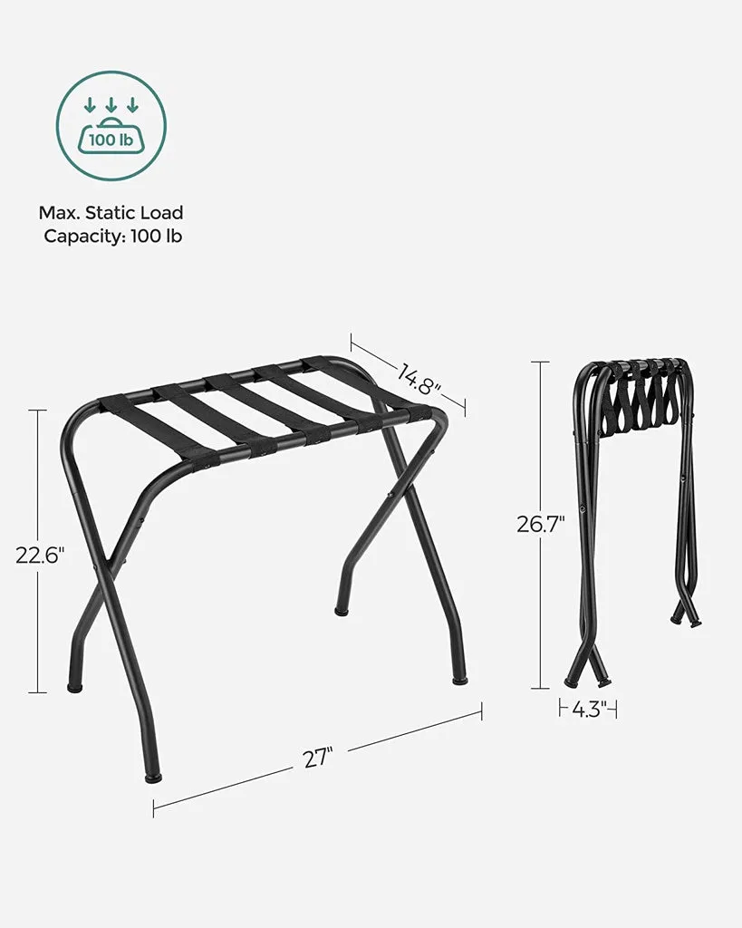 Foldable Steel Luggage Racks with Adjustable Feet (2-Pack)