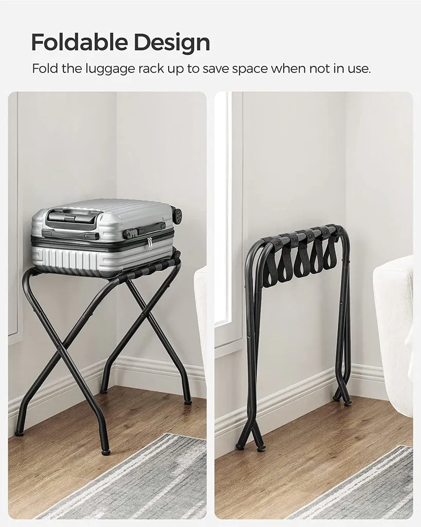 Foldable Steel Luggage Racks with Adjustable Feet (2-Pack)