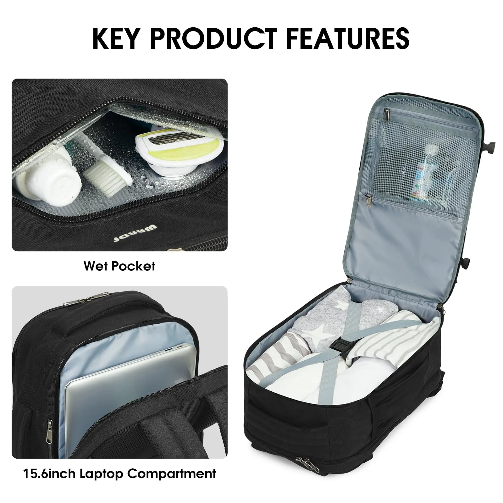 Full Opening Travel Hand Luggage Backpack with Wet Pocket