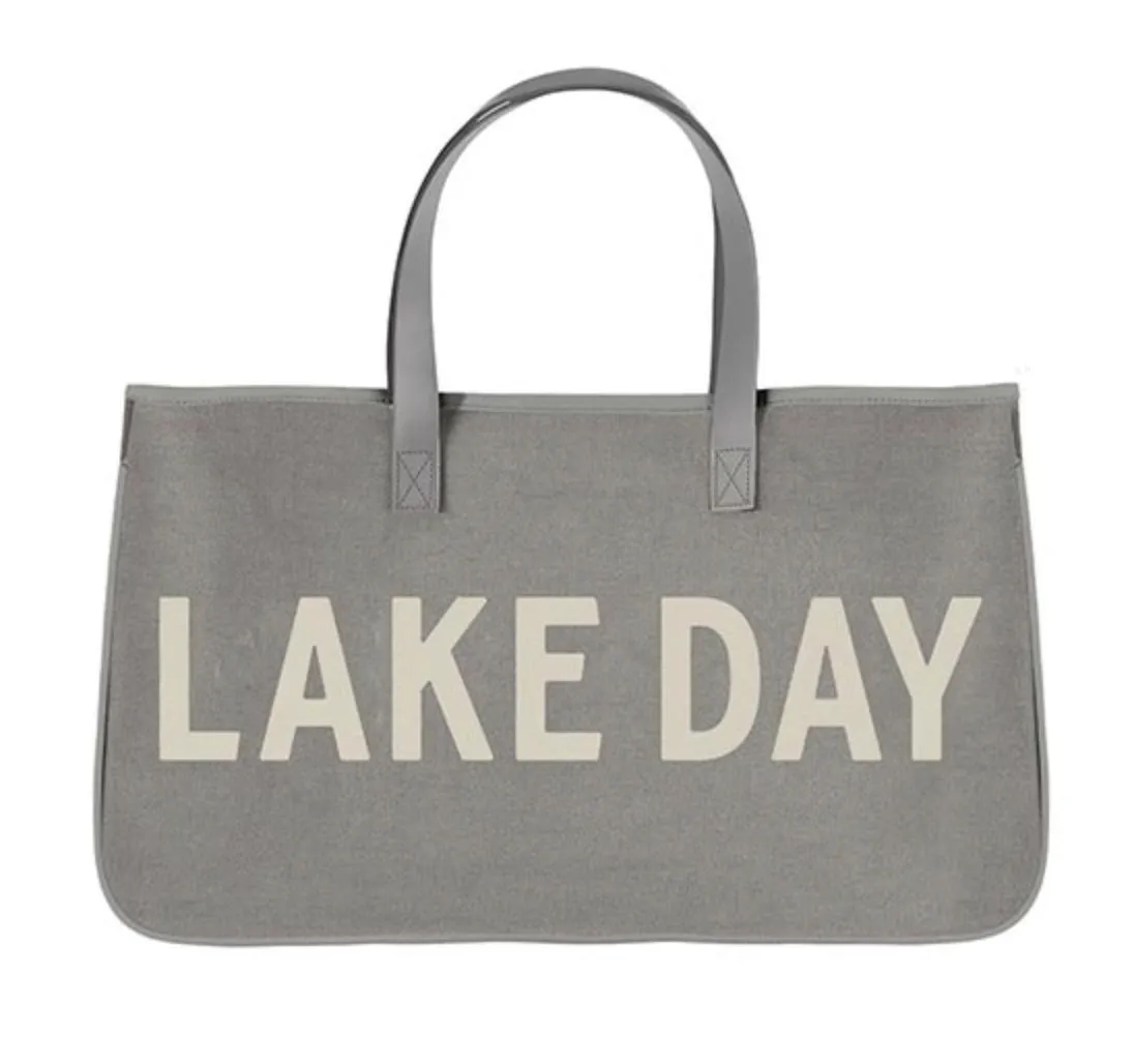 Gray Canvas Totes - Gray Text