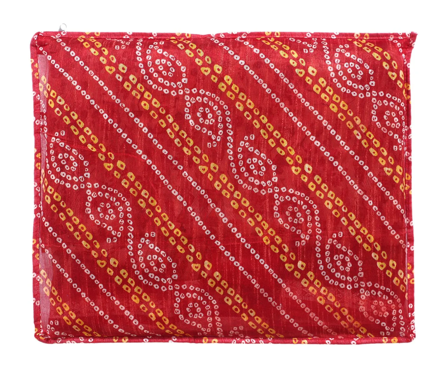 Heart Home Bandhani Print PVC Foldable Single Saree Cover|Clothes Storage For Saree, Lehenga, Suit With Transparent Pack of 9 (Red)