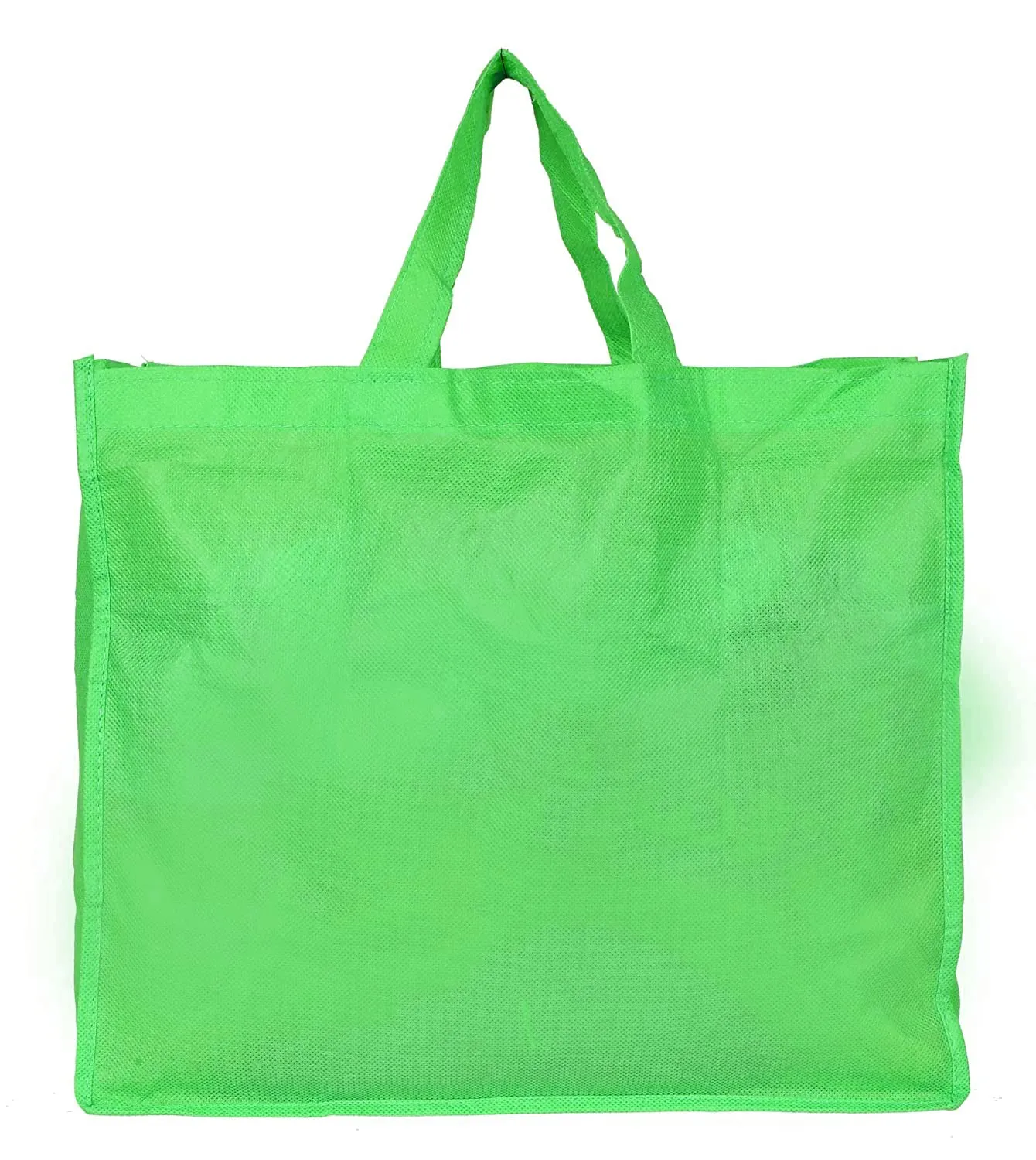 Heart Home Smiley Printed Foldable Non-Woven Grocery Shopping Bag with One Small Pocket- Pack of 4 (Green & Orange) -45LUGHH0249