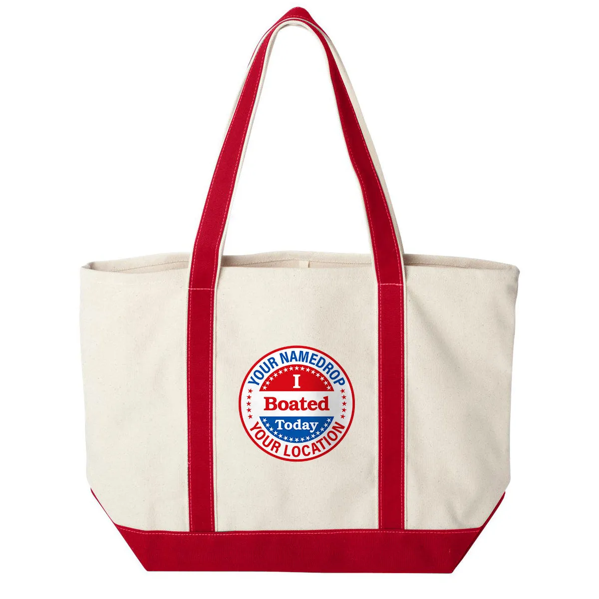 I Boated Today Personalized Name Drop Extra Large Totes Canvas Boat Tote Bag