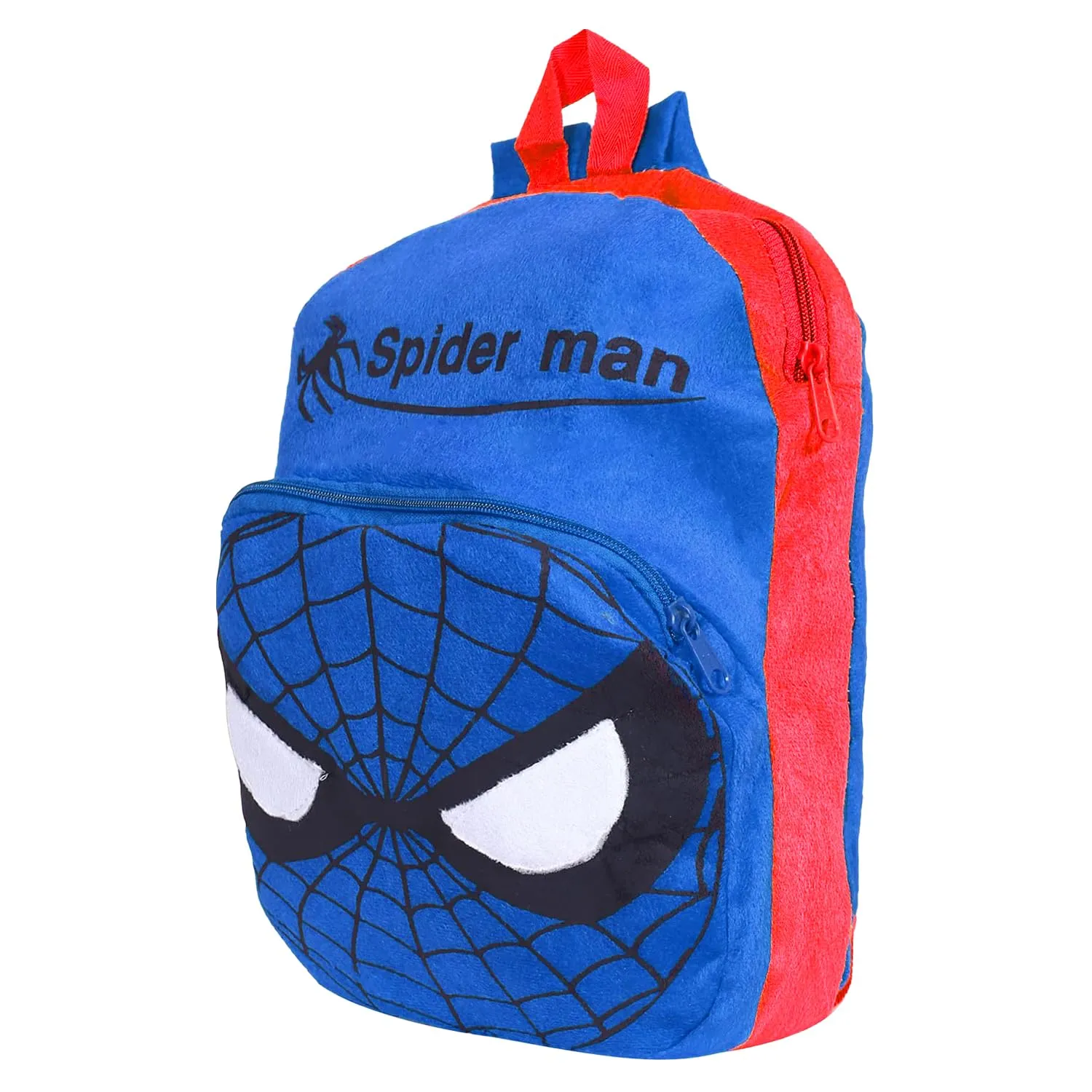 Kuber Industries Marvel Spiderman Backpack | 2 Compartment Velvet School Bag | School Bag for Kids | Kids School Backpack | Backpack for School | Blue