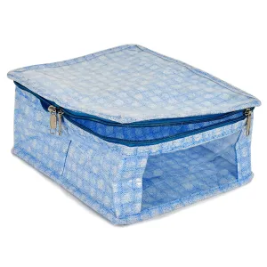 Kuber Industries Under Garment Kit | PVC Coated Check Design Innerwear Bag | Two Partition UG Kit for Man & Woman | Travel Toiletry Kit With Transparent View | Blue