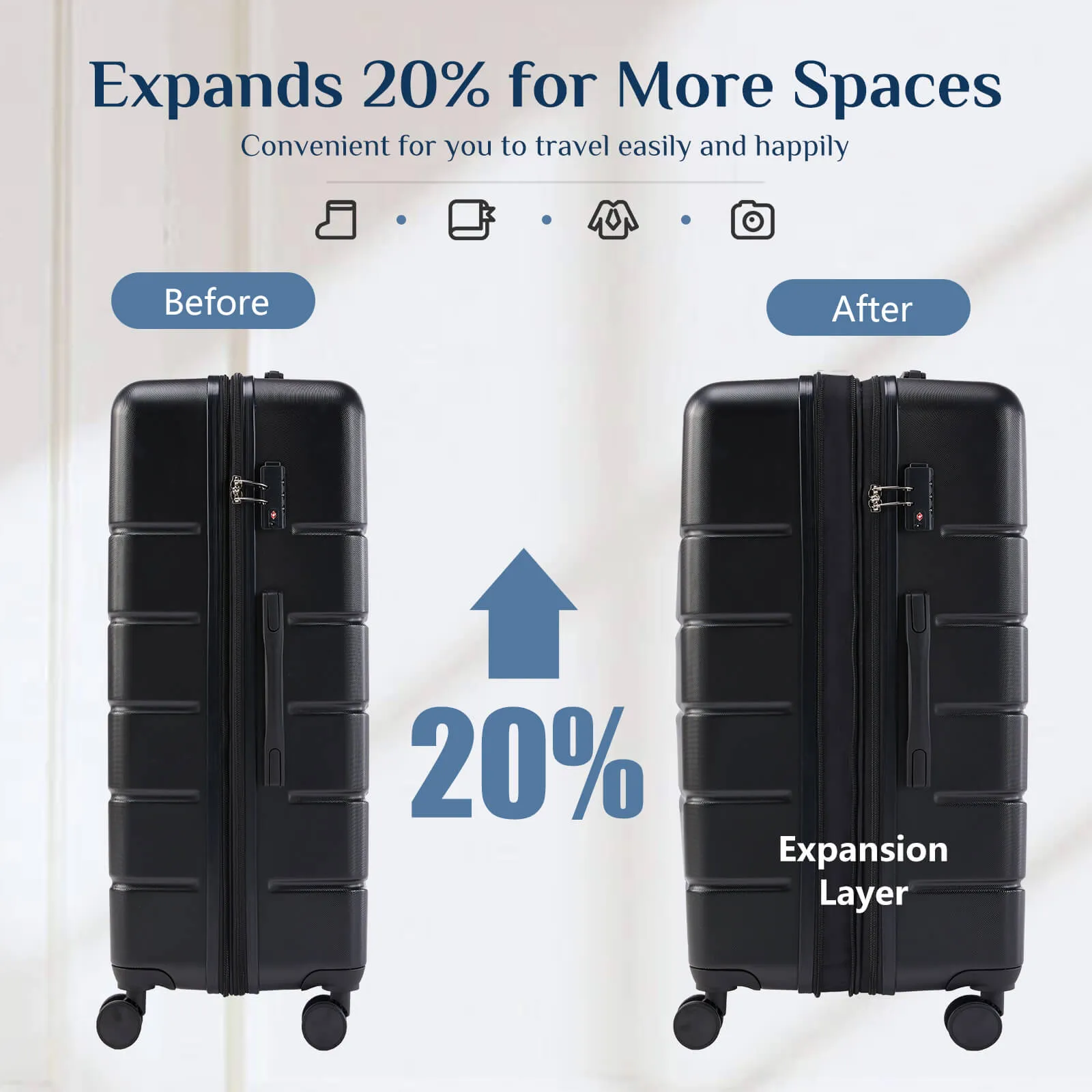 Lightweight Trolley Case - 20/24/28 inches, with TSA lock, portable, for travelling, business trips