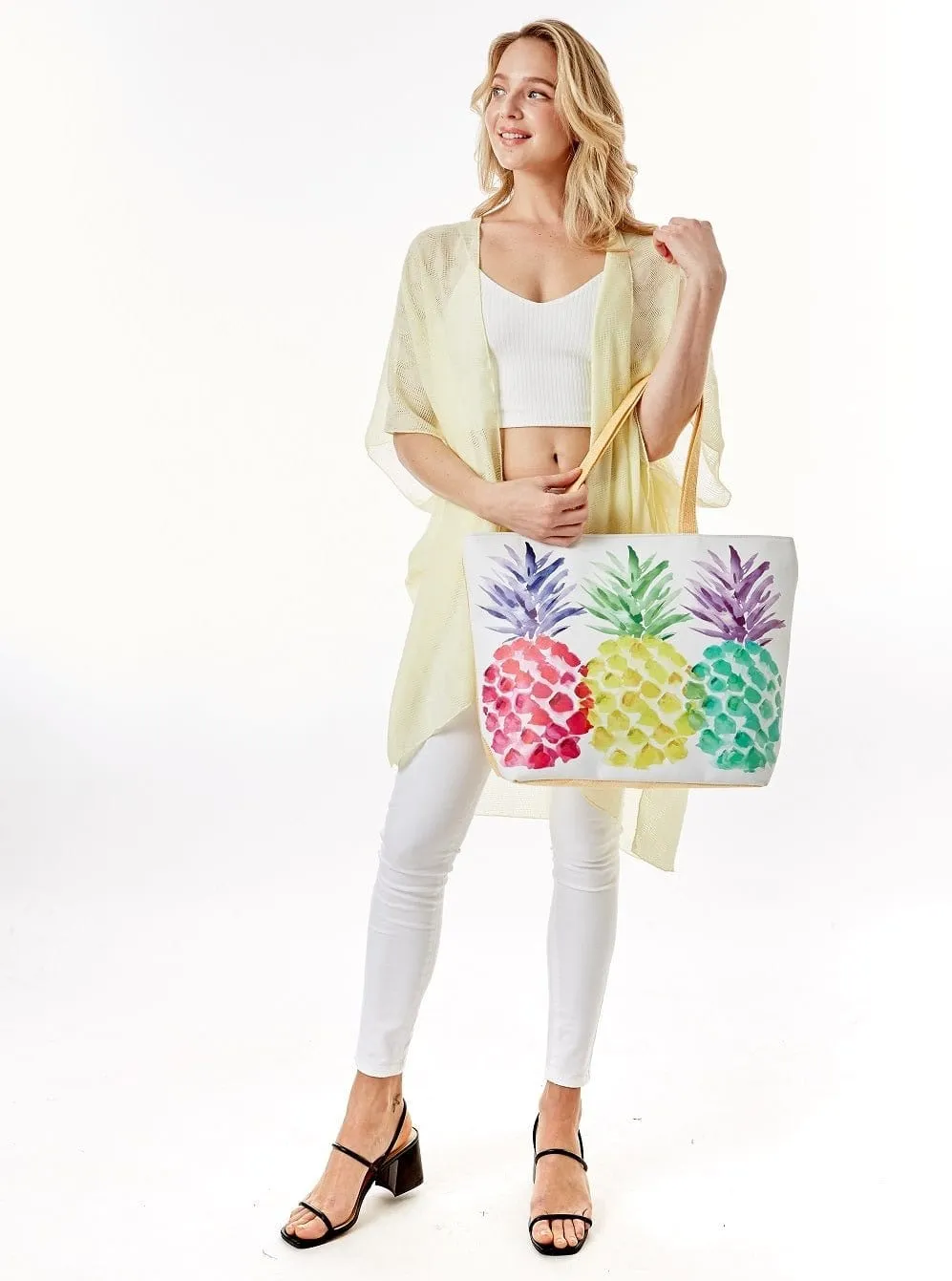 LOA100 Colorful Pineapple Beach Tote Bag