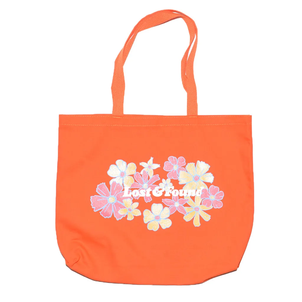 Lost & Found Canvas Tote Bag Orange Flowers