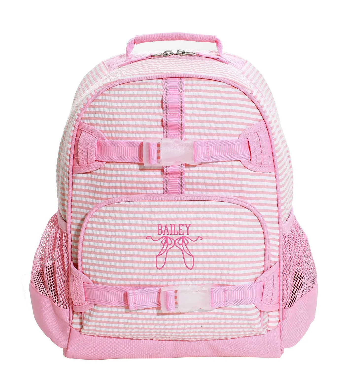 Mackenzie Bright Pink Seersucker Backpacks