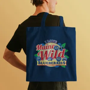 Maine Wild Blueberries Large Canvas Tote Grocery Totes