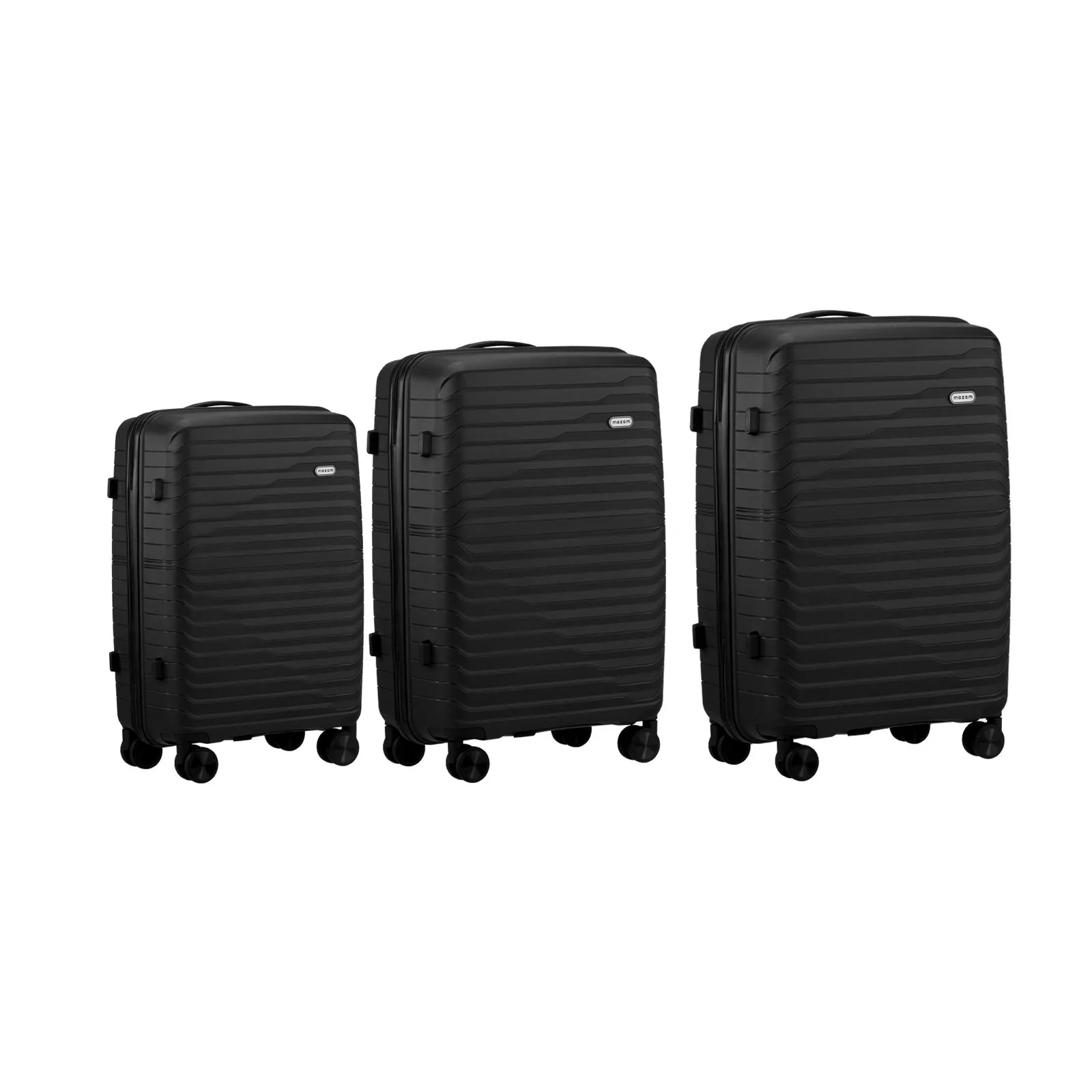 Mazam 3PCS Luggage Suitcase Trolley Set Travel TSA Lock Storage Black PP Case