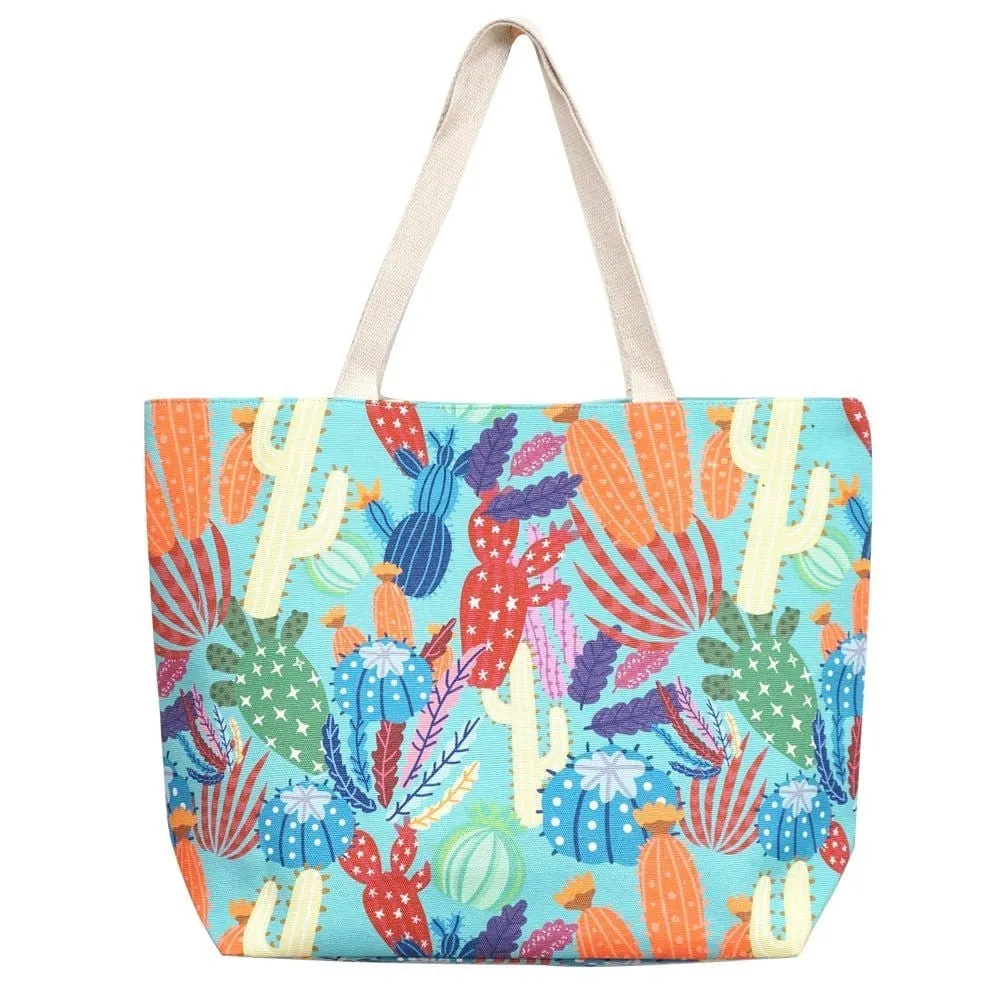 MB0135 Multi-Color Cactus Beach Tote Bag