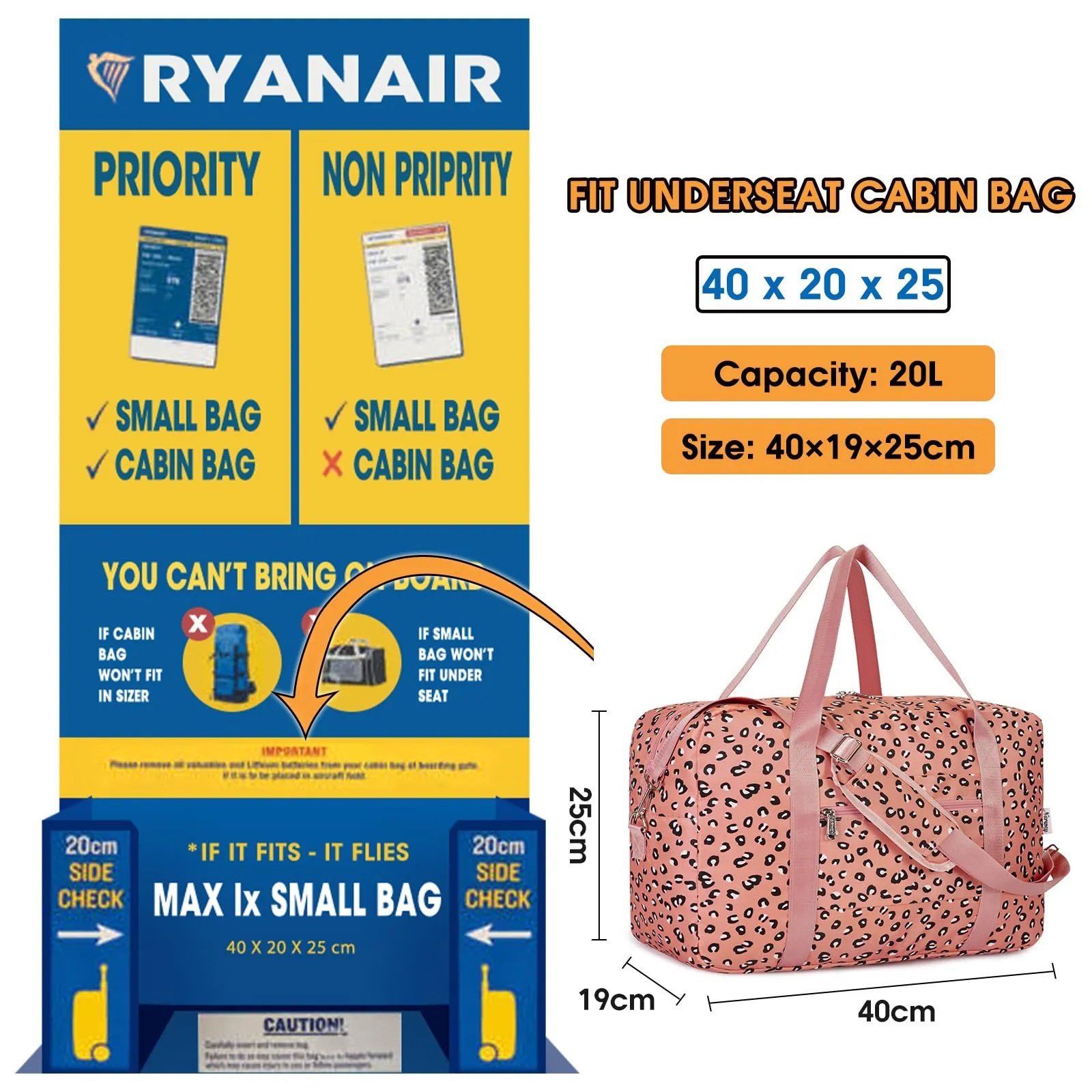 Narwey Foldable Travel Bag For Ryanair Airlines -  NW3302