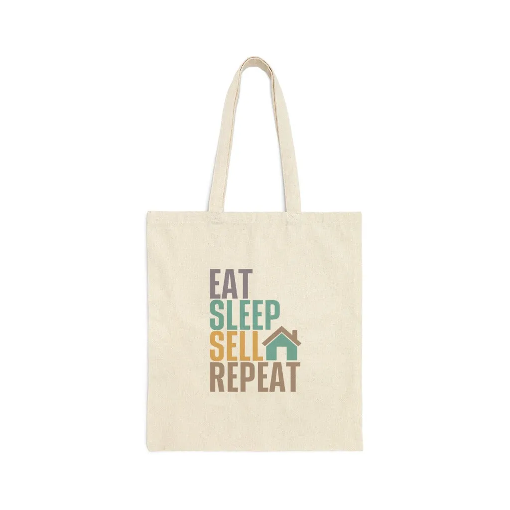 Real Estate Realtor Eat Sleep, Cotton Canvas Tote Bag