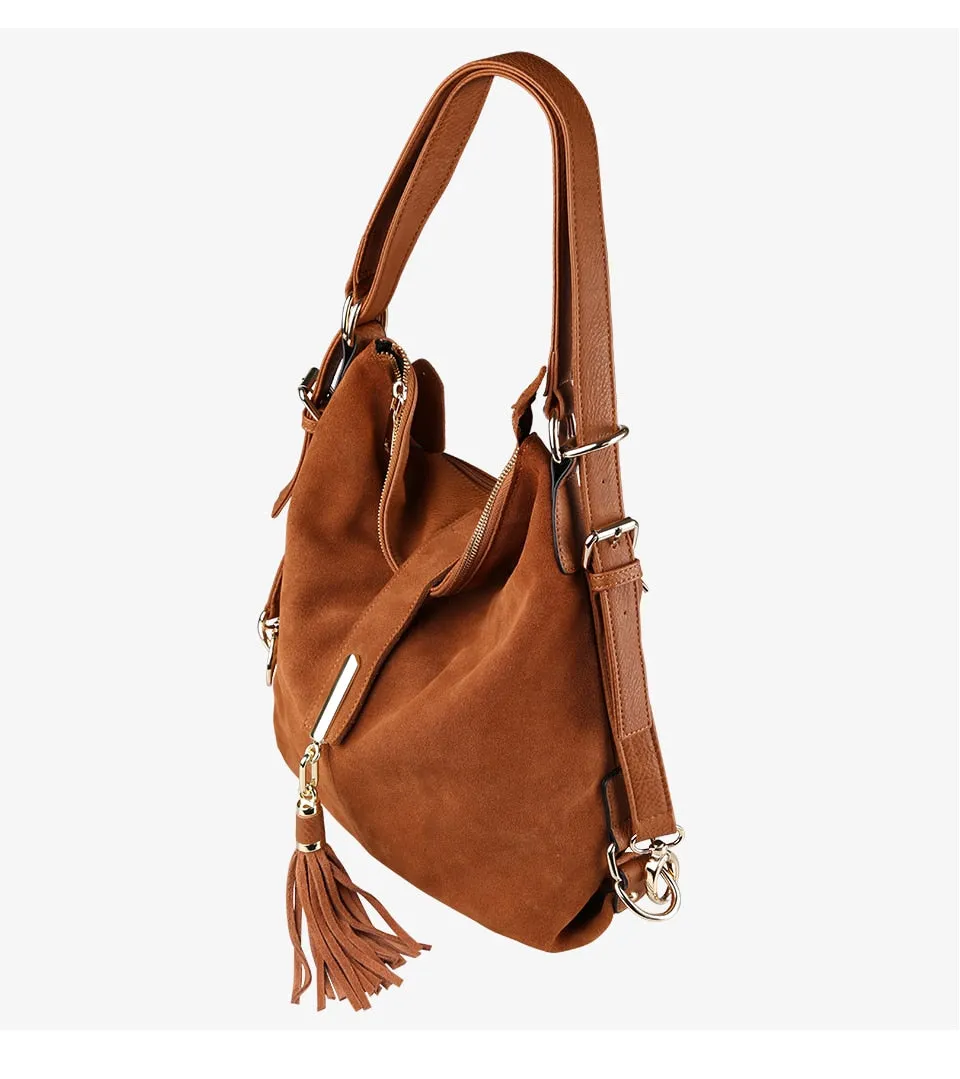 Real Split Suede Leather Shoulder Bag