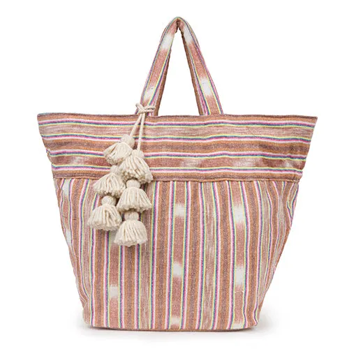 Samui Stripe Tote Tan Organic Tsl Pom