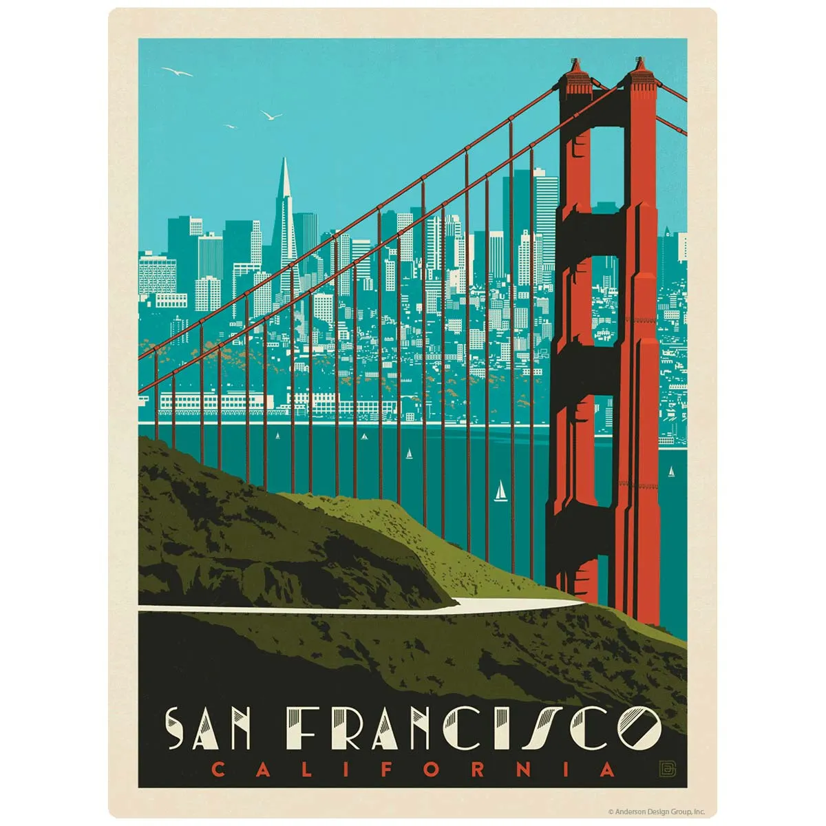 San Francisco California Golden Gate Skyline Vinyl Sticker