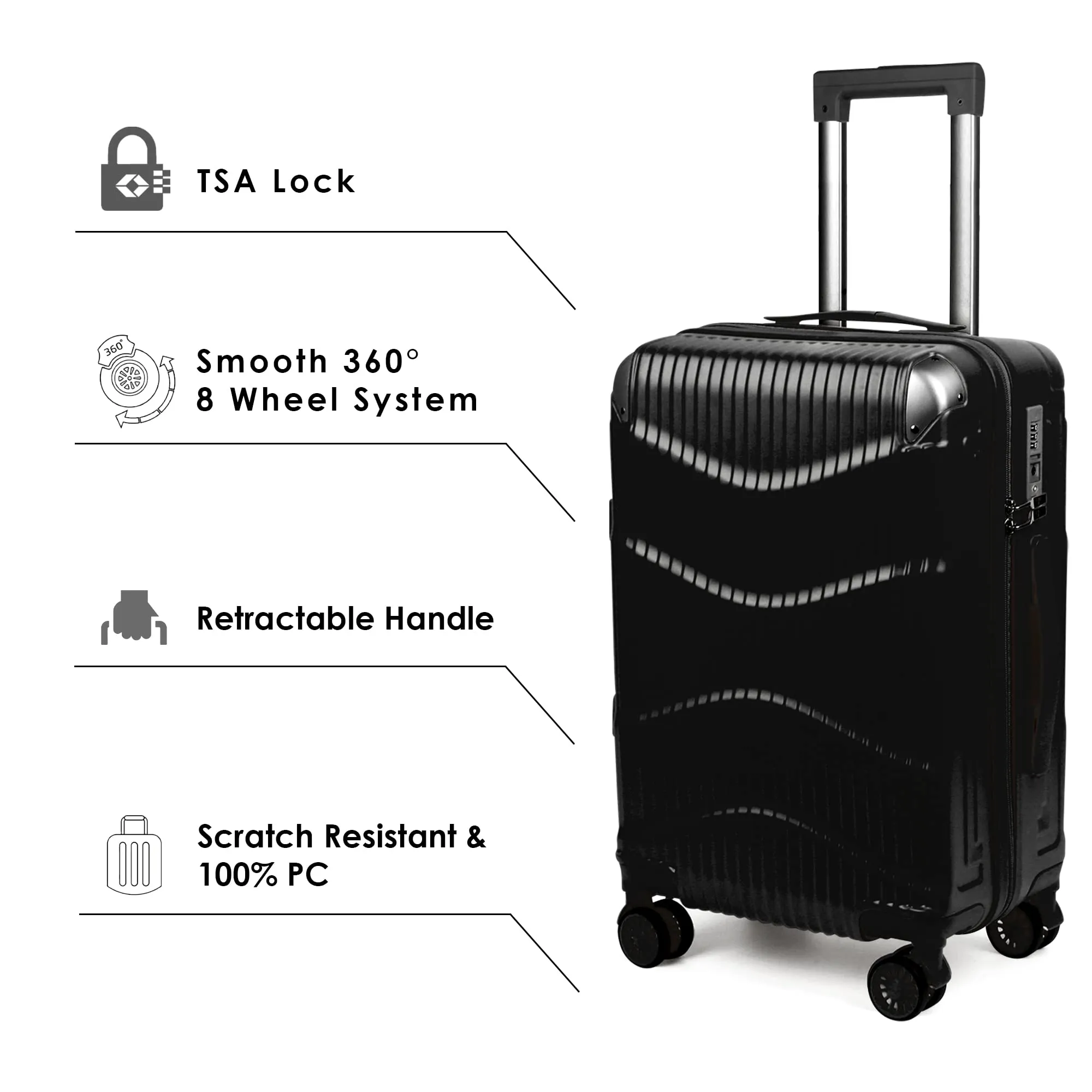 THE CLOWNFISH Ballard Series Luggage ABS & Polycarbonate Exterior Suitcase Eight Wheel Trolley Bag with TSA Lock- Red (Medium size, 65 cm-26 inch)