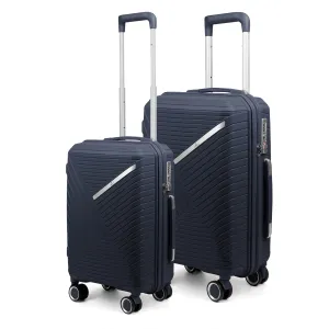 THE CLOWNFISH Combo of 2 Denzel Series Luggage Polypropylene Hard Case Suitcases Eight Wheel Trolley Bags with TSA Lock- Navy Blue (Medium 66 cm-26 inch, Small 56 cm-22 inch)