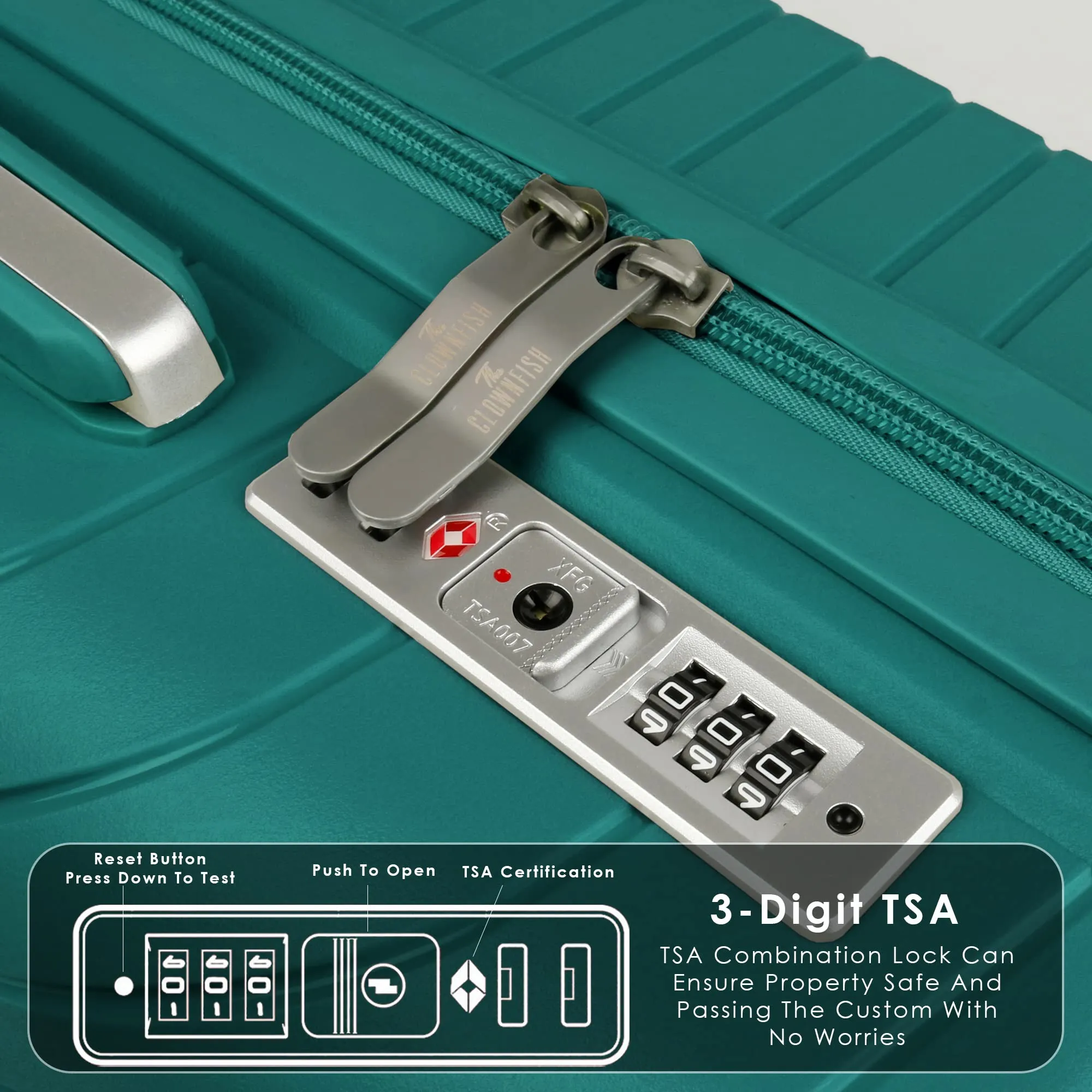 THE CLOWNFISH Denzel Series Luggage Polypropylene Spinner Hardside Case Suitcase 8 Wheel Trolley Bag With Tsa Lock- Teal (Small Size, 56 Cm-22 Inch), 33 Centimeters, 23 Centimeters