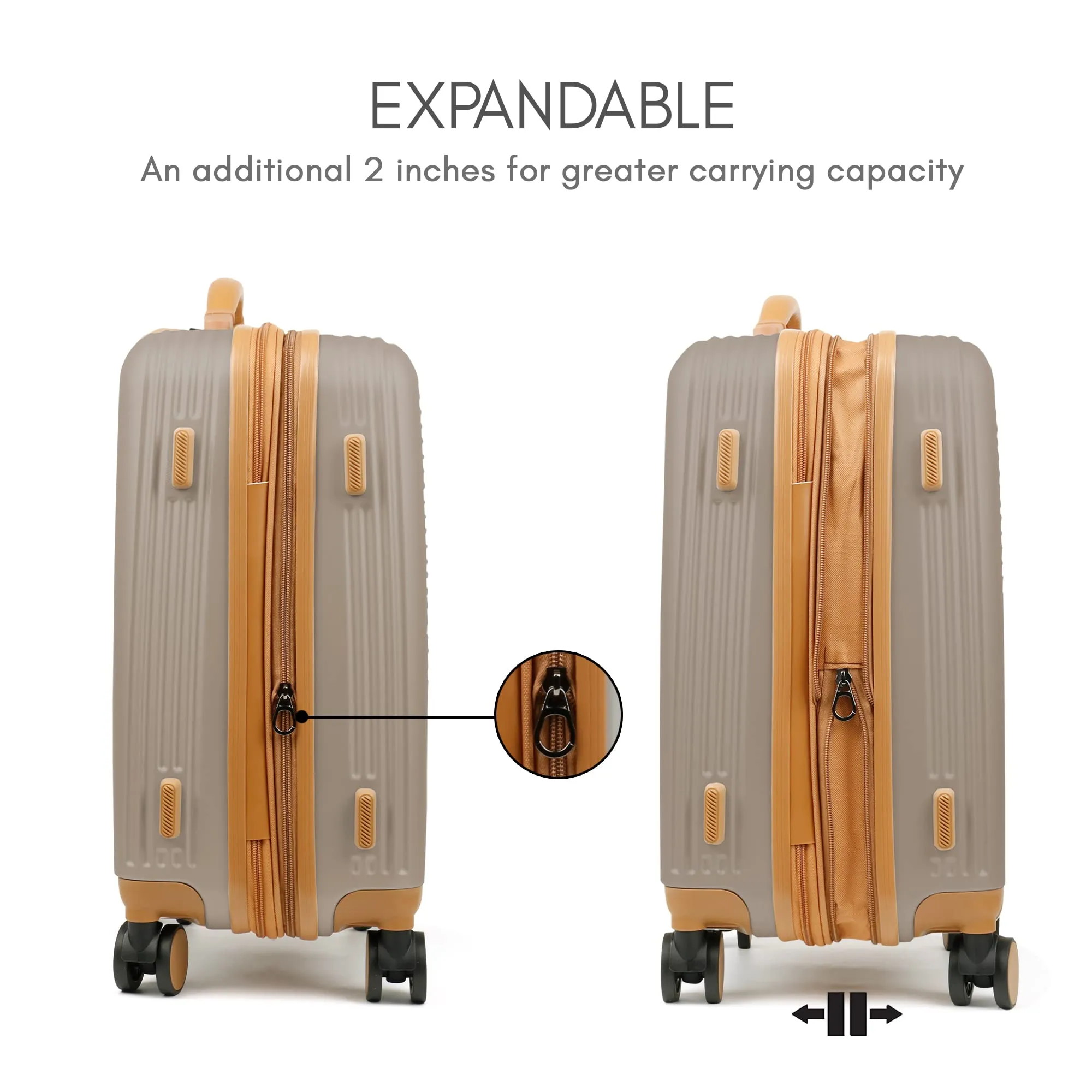 THE CLOWNFISH Kenzo Series Expandable Luggage ABS & Polycarbonate Exterior Hard Case Suitcase Eight Wheel Trolley Bag with TSA Lock- Champagne (Small size, 54 cm-21 inch)