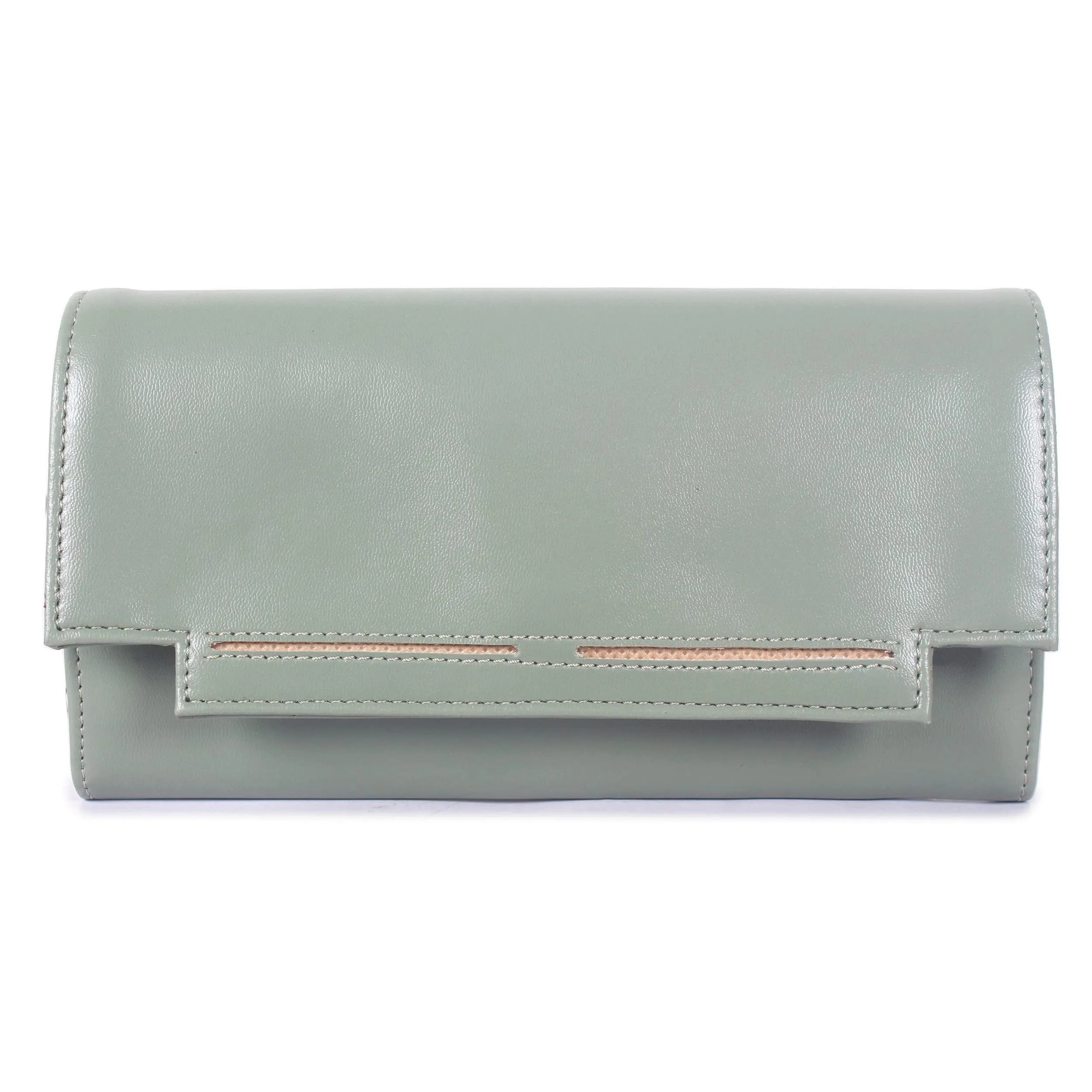 THE CLOWNFISH Laura Collection Womens Wallet Clutch Ladies Purse with multiple card slots (Pistachio Green)