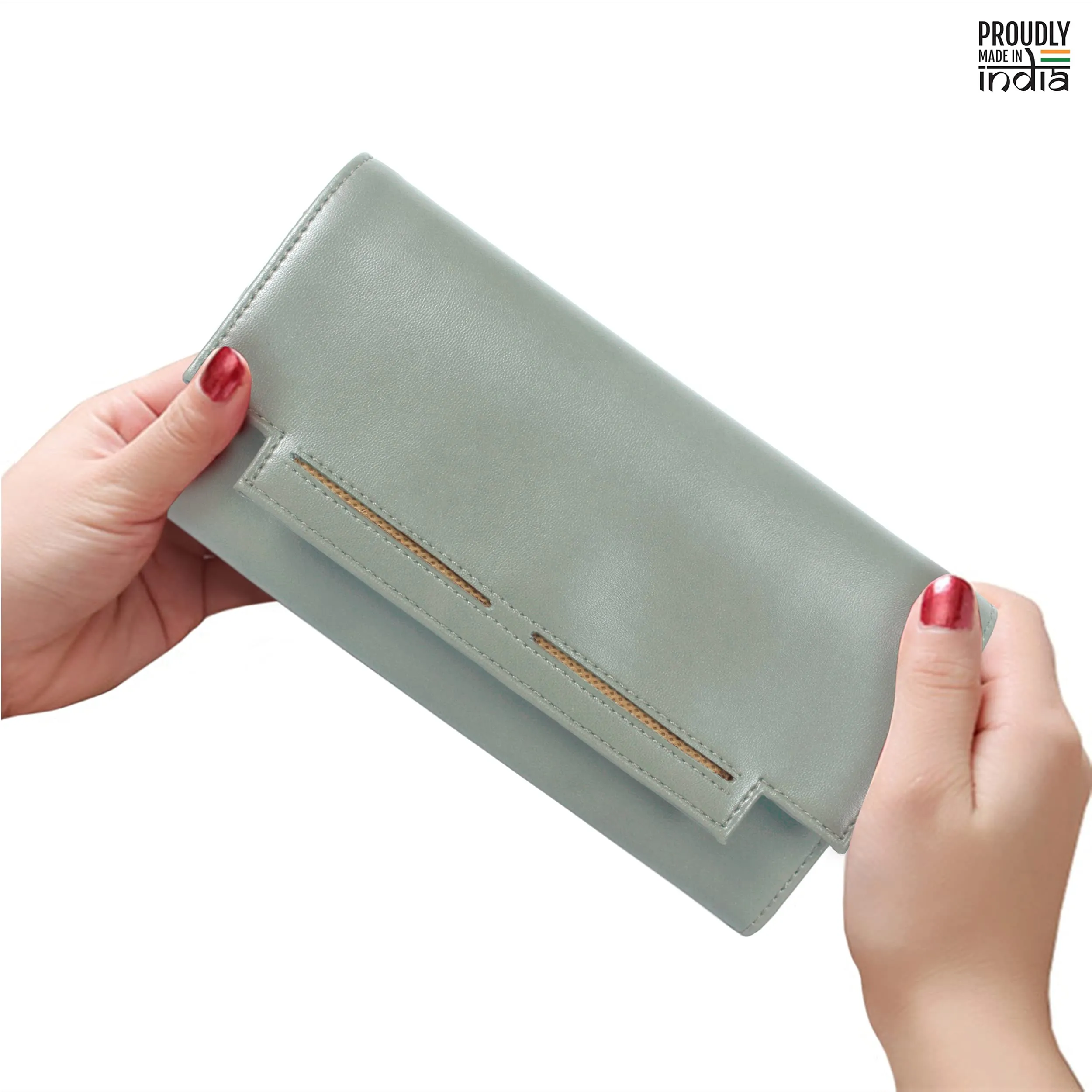 THE CLOWNFISH Laura Collection Womens Wallet Clutch Ladies Purse with multiple card slots (Pistachio Green)