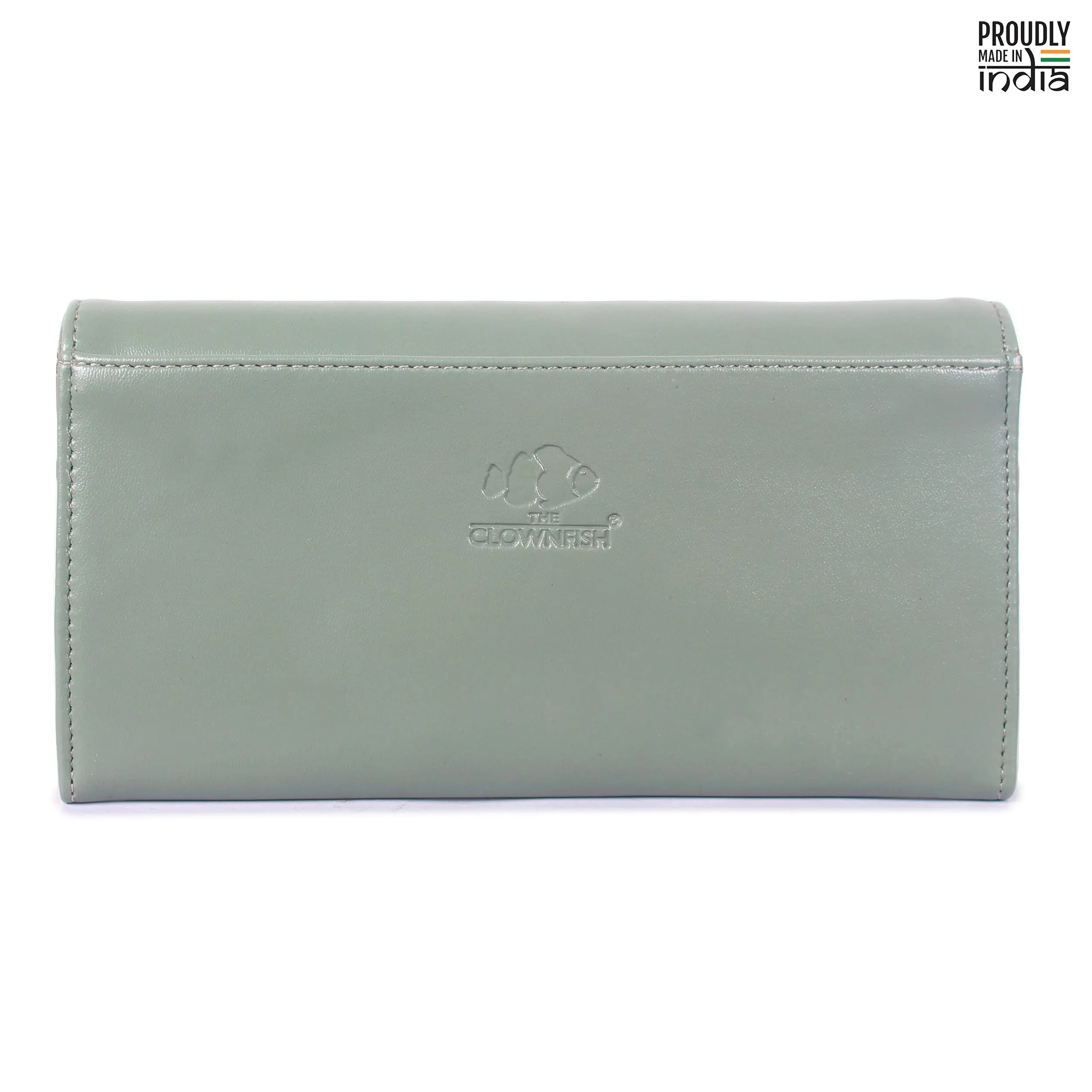 THE CLOWNFISH Laura Collection Womens Wallet Clutch Ladies Purse with multiple card slots (Pistachio Green)