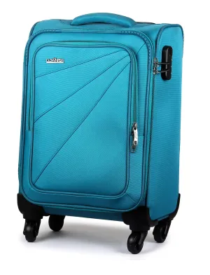 THE CLOWNFISH Voyage Luggage Polyester Trolley Bag Polyester Softsided Suitcase 4 Wheel Trolley Bag (44 cm, Turquiose)