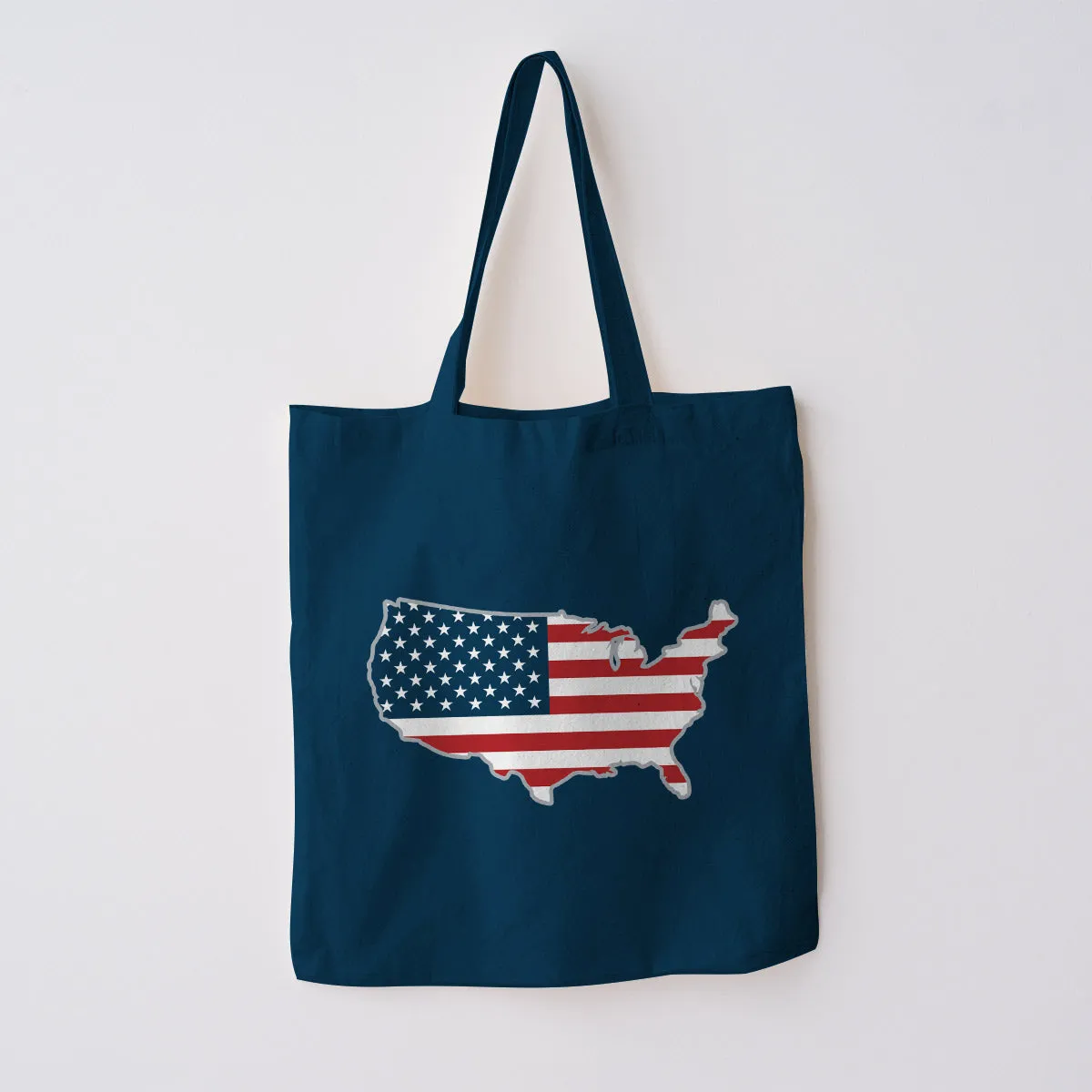 USA Patriotic Flag Large Cotton Canvas Tote Bag Grocery Totes