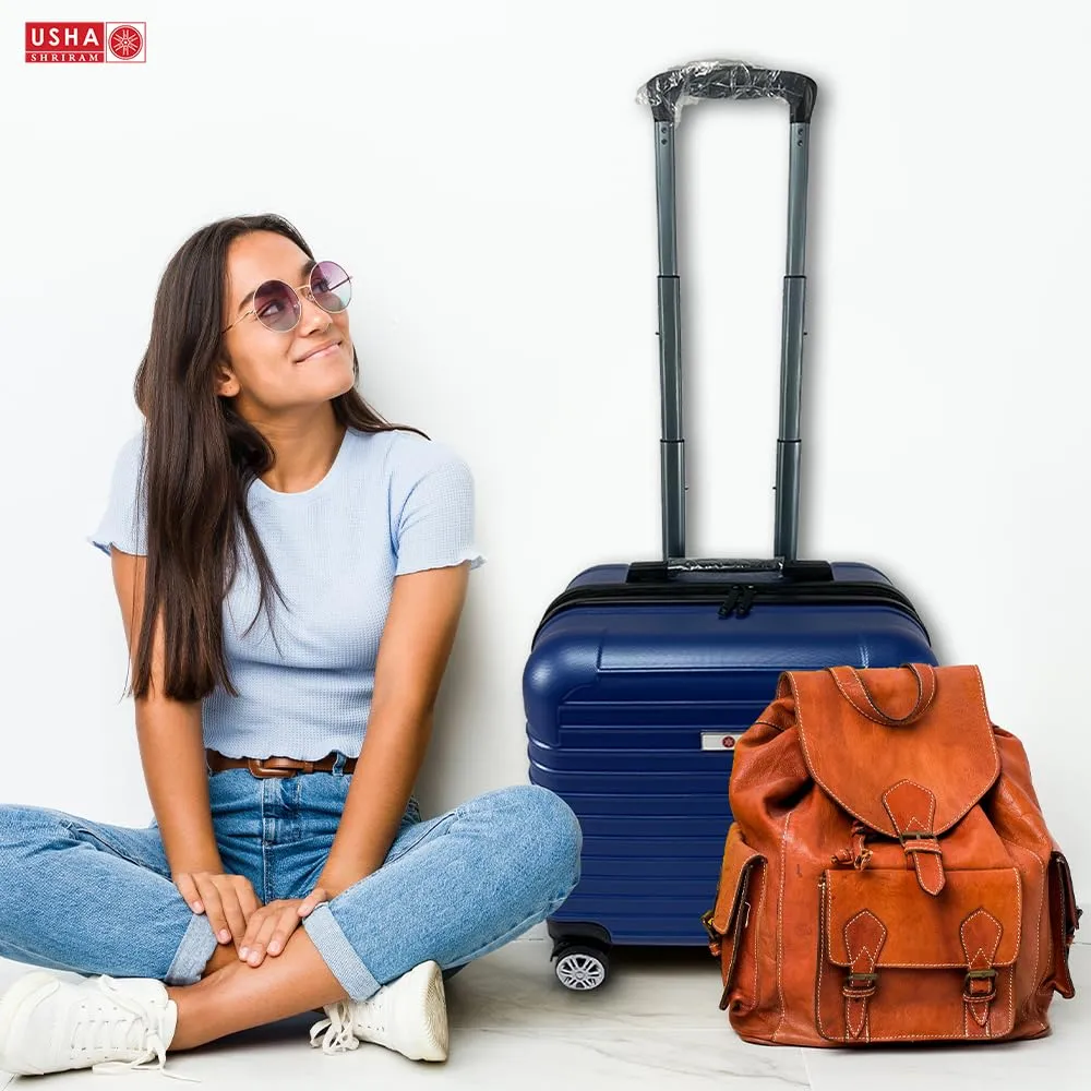 USHA SHRIRAM Abs(16 Inch) Hard Shell Luggage Bag Trolley Suitcase For Travel Small Travel Luggage For Unisex 360 Degree Spinner Wheel Travel Bags For Luggage Trolley Carry On Suitcase (Blue)