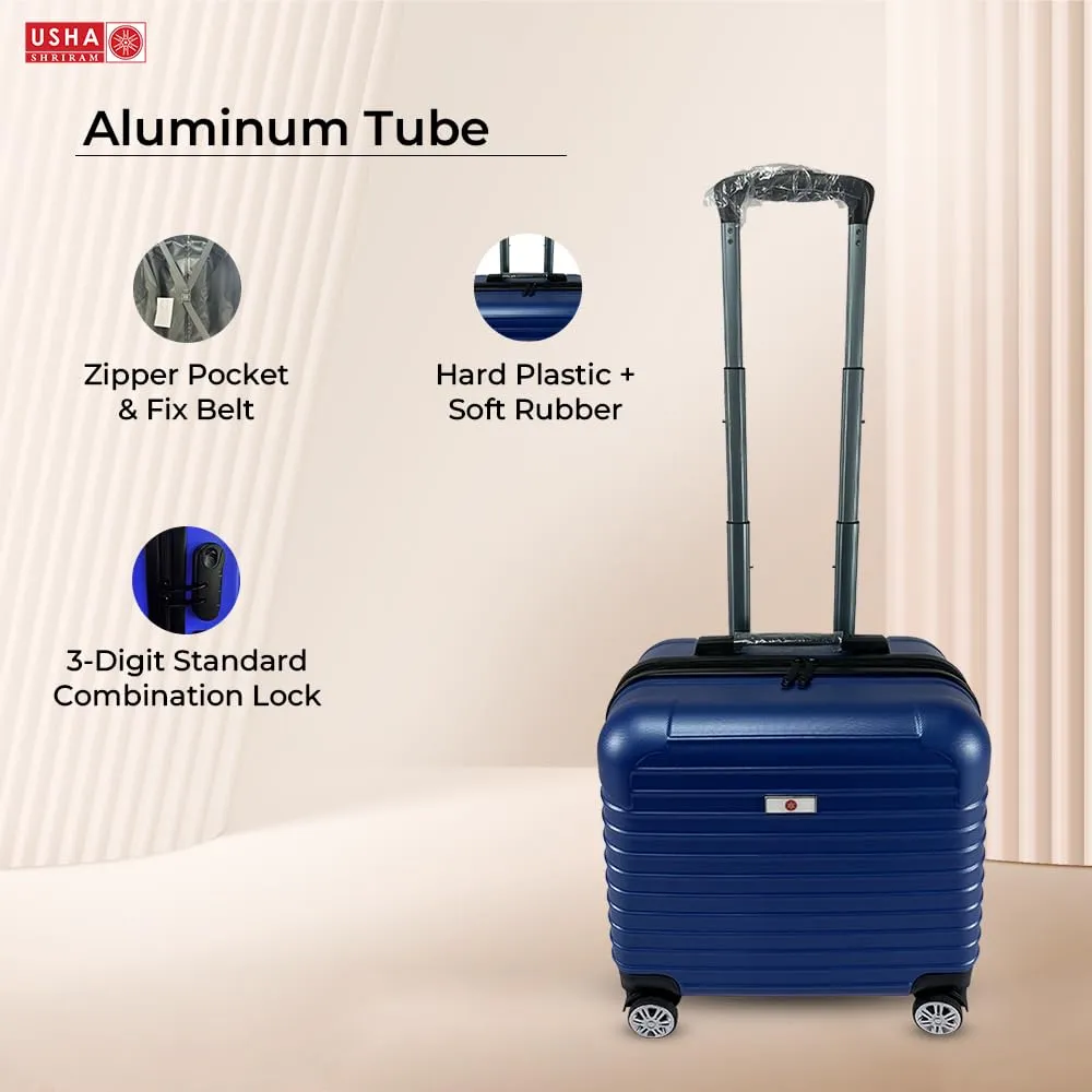 USHA SHRIRAM Abs(16 Inch) Hard Shell Luggage Bag Trolley Suitcase For Travel Small Travel Luggage For Unisex 360 Degree Spinner Wheel Travel Bags For Luggage Trolley Carry On Suitcase (Blue)