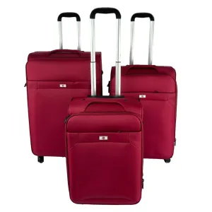 USHA SHRIRAM Fabric Luggage Bag Set of 3 (20 Inch, 24 Inch, 28 Inch) |Trolley Suitcase for Travel | Travel Luggage for Men Women |360 Degree Wheel | Travel Bags for Luggage Trolley Suitcase (Red)