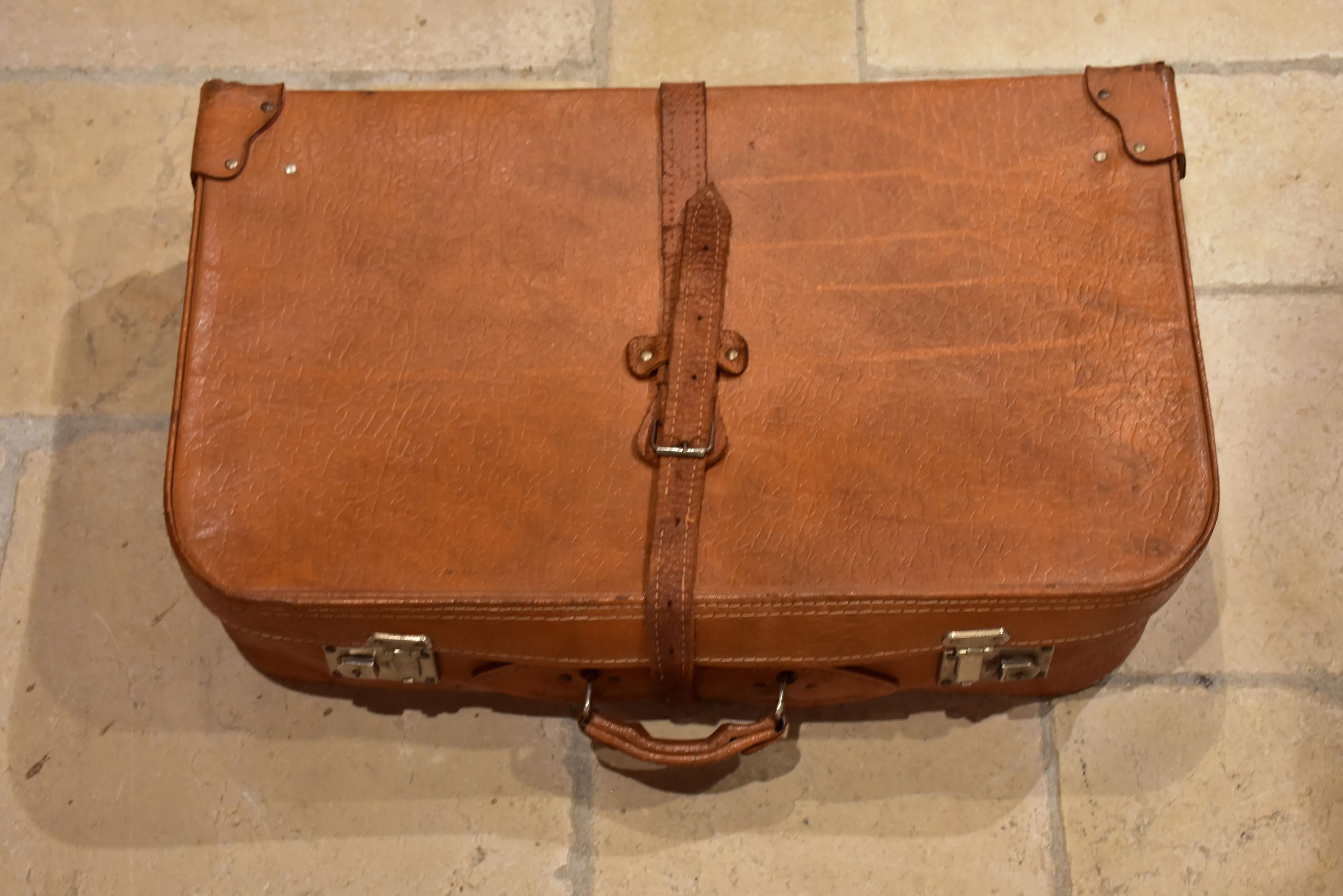 Vintage French leather suitcases