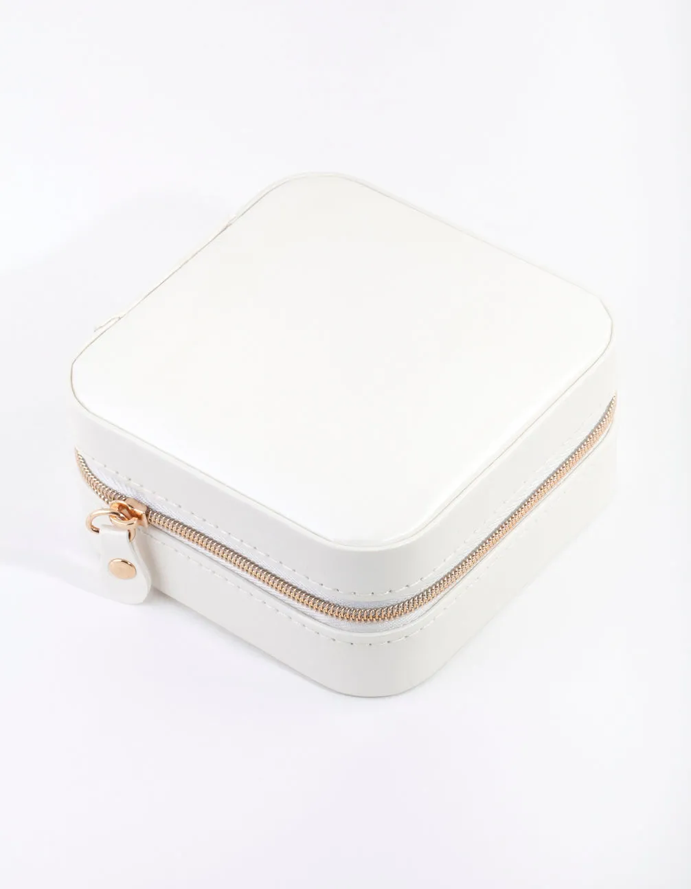 White Faux Leather Square Jewellery Box