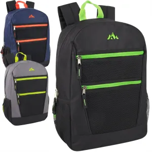 Wholesale 43cm Double Front Zippered Backpacks 20L Capacity - 3 Colours